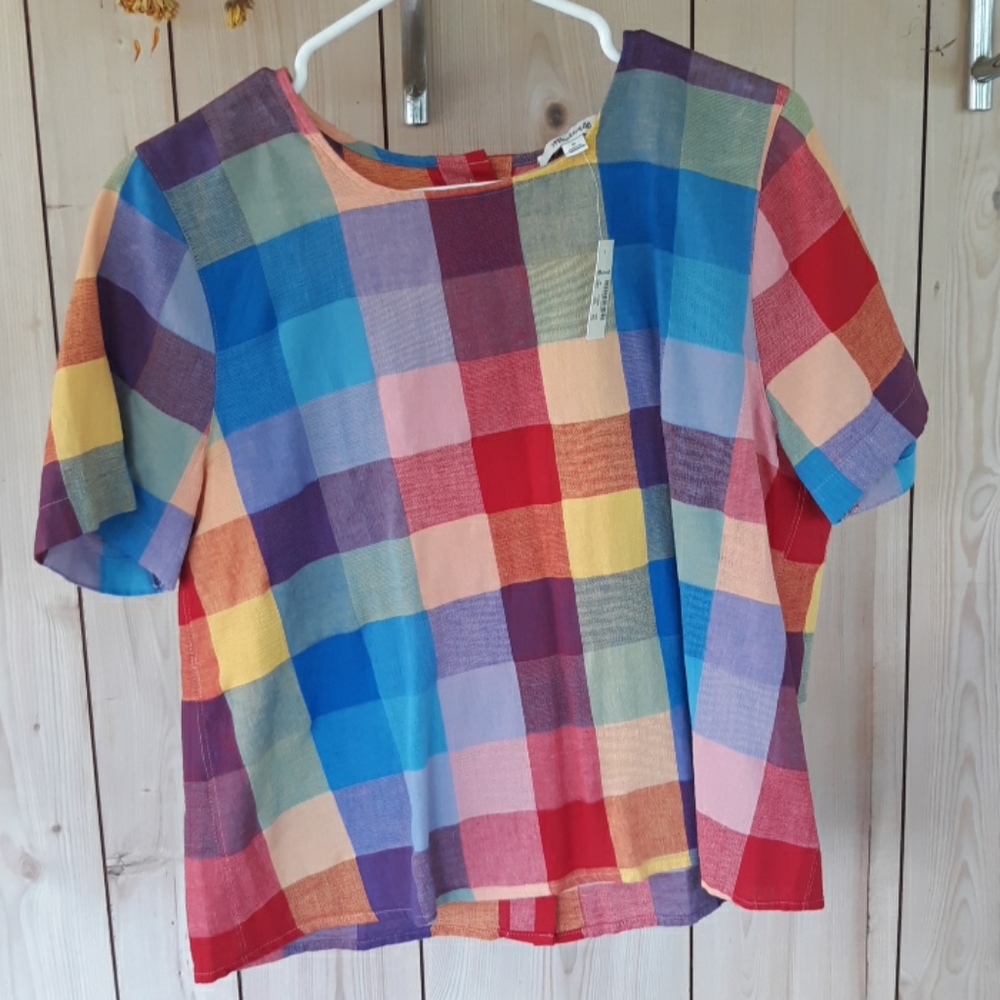 Madewell Boxy Button Back Top Gingham Check
